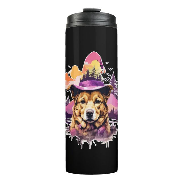 Dog Pink Halloween 2 Thermal Tumbler (Front)