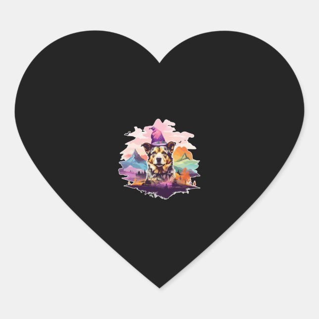 Dog Pink Halloween Heart Sticker (Front)