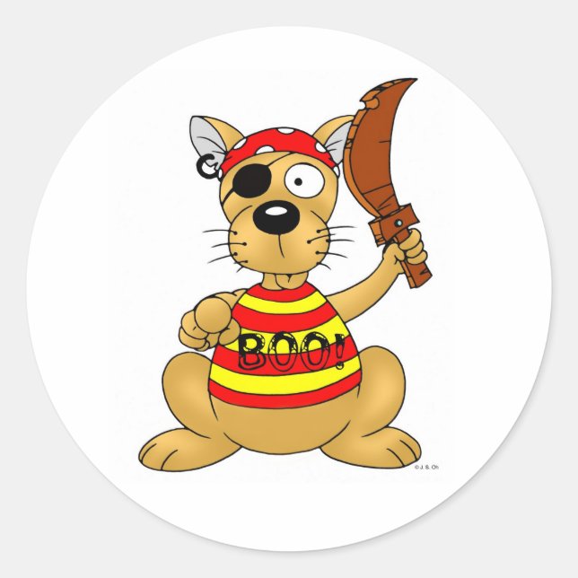 Dog pirate classic round sticker (Front)