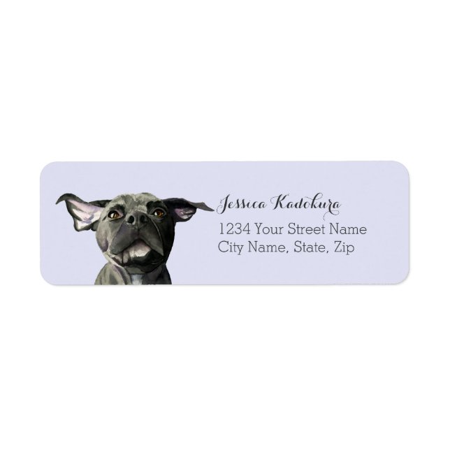 Dog Pit Bull Wiggly Ears Return Address Label (Front)
