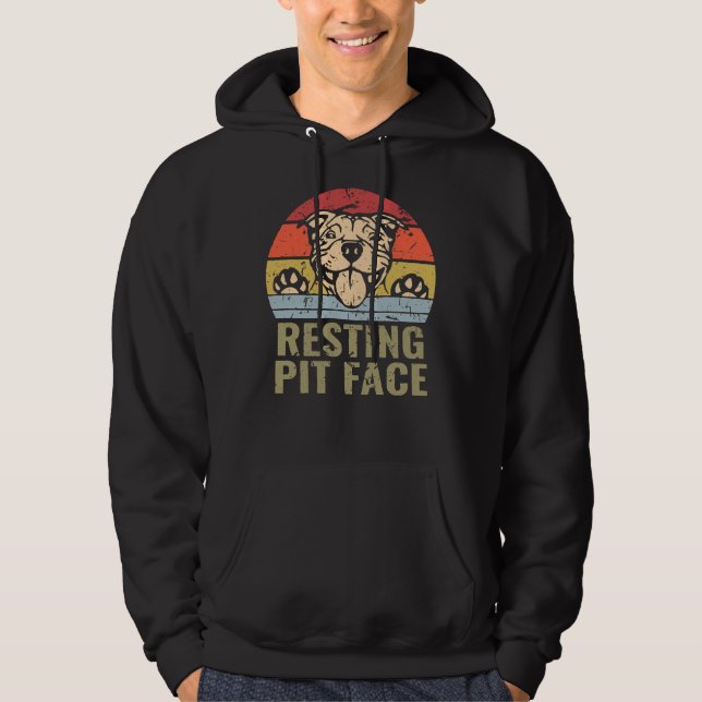 Dog Pitbull Resting Pit Face     Hoodie (Front)