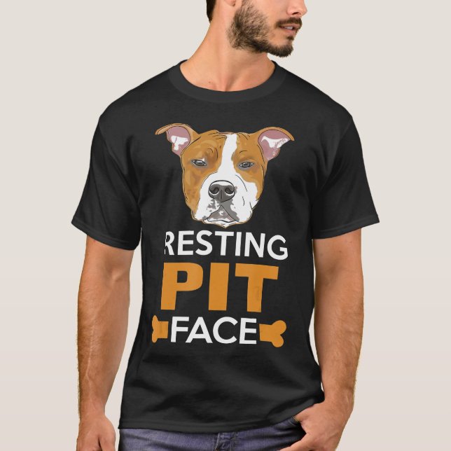 Dog Pitbull Resting Pit Face -New T-Shirt (Front)