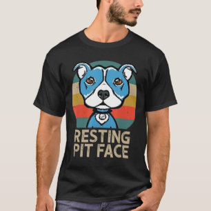 Dog Pitbull Resting Pit Face Retro Vintage -New T-Shirt