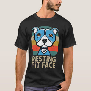 Dog Pitbull Resting Pit Face Retro Vintage New T-Shirt