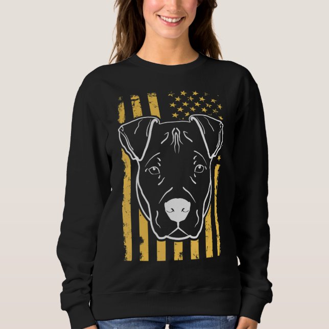 Dog Pitbull Us American Flag Sweatshirt (Front)