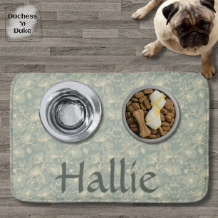 Dog Placemat - Sage Green Botanical, Personalised  Bath Mat