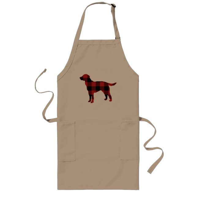 Dog Plaid Buffalo Check Silhouette Christmas Long Apron (Front)