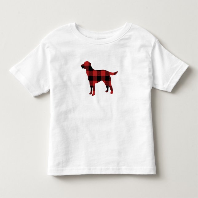 Dog Plaid Buffalo Check Silhouette Christmas Toddler T-Shirt (Front)