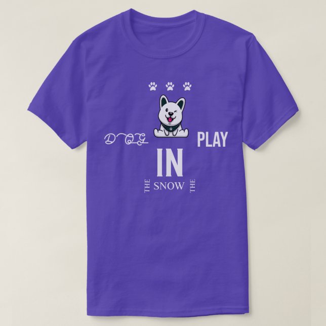 Dog Play In The Snow With Paw Marks 1 T-Shirt (Design Front)