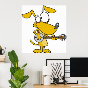 Dog Playing A Banjo Poster