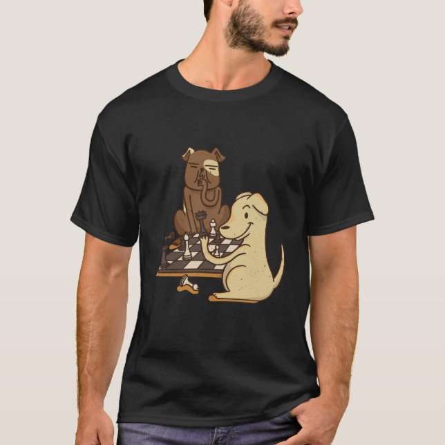 Dog Playing Chess T-Shirt (Front)