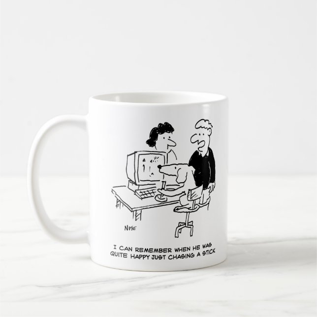 Dog Playing Computer Games Coffee Mug (Left)