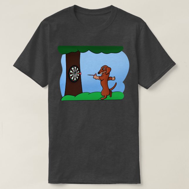 Dog Playing Darts T-Shirt (Design Front)