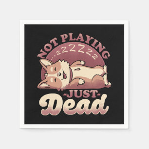 Dog Playing Dead - Cute Irony Pet Napkin