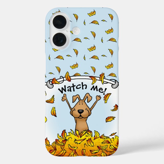 Dog Playing in a Pile of Fall Leaves - Fun Autumn Case-Mate iPhone Case (Back)