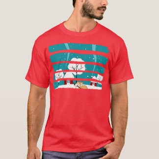Dog Playing In Snow Illustration T-Shirt