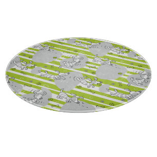 dog playing pattern background cutting board