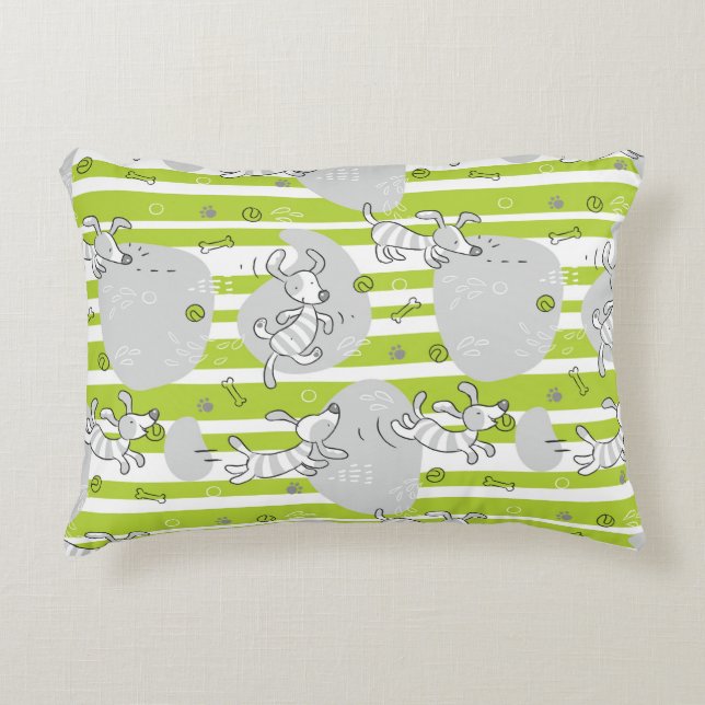 dog playing pattern background decorative cushion (Front)
