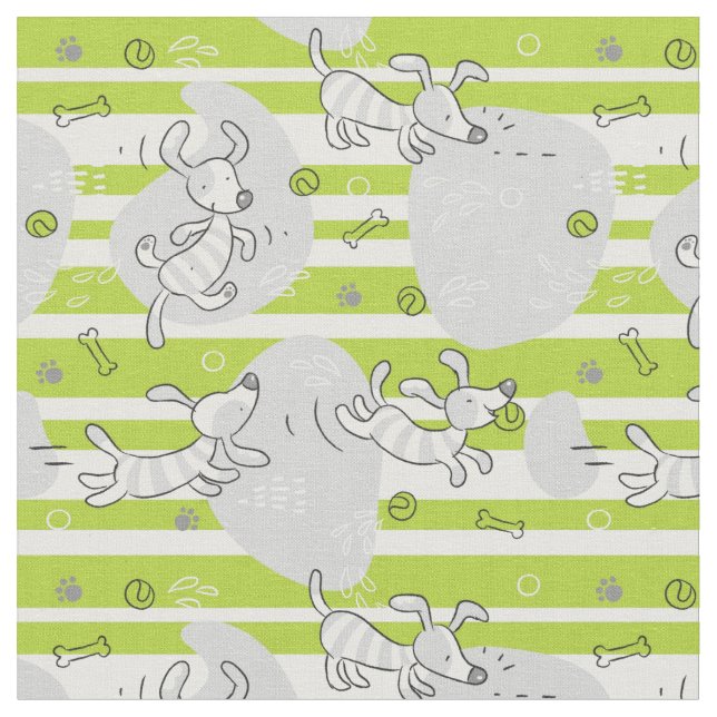 dog playing pattern background fabric (Close Up)