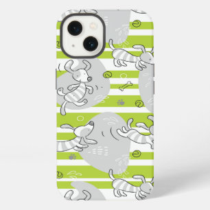 dog playing pattern background iPhone case