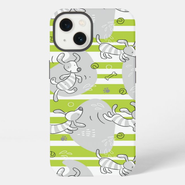 dog playing pattern background iPhone case (Back)