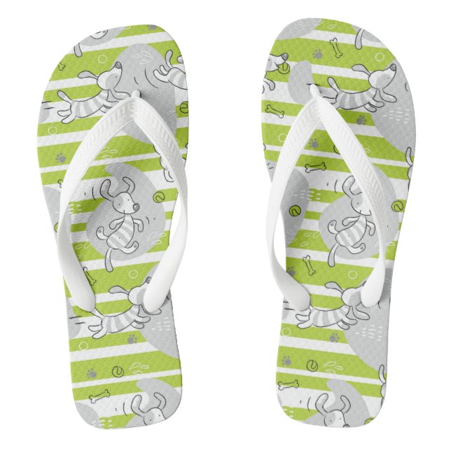 dog playing pattern background thongs (Footbed)