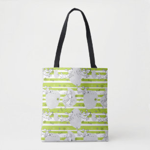dog playing pattern background tote bag