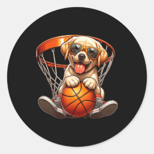 Dog Playing Sketll Costume Sports Lovers Dogs Play Classic Round Sticker