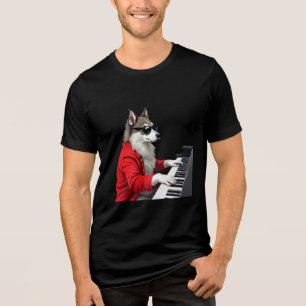 Dog playing the piano T-shirt  Tri-Blend Shirt