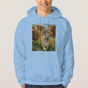 Dog playing with highland cows hoodie