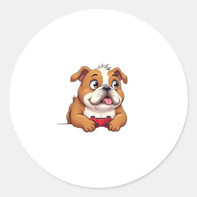 Dog Plays Video Games  (4) Classic Round Sticker (Front)