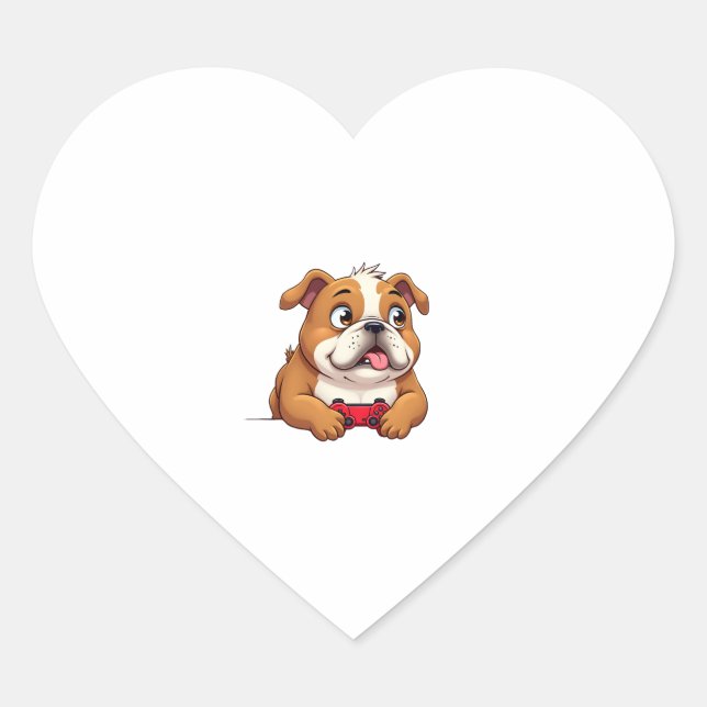 Dog Plays Video Games  (4) Heart Sticker (Front)