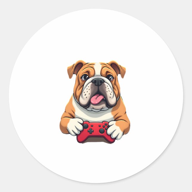 Dog Plays Video Games  (6) Classic Round Sticker (Front)