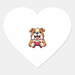 Dog Plays Video Games Heart Sticker