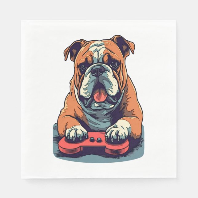 Dog Plays Video Games  Napkin (Front)