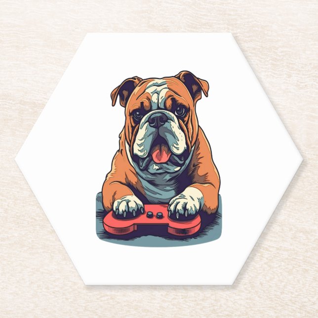 Dog Plays Video Games  Paper Coaster (Front)