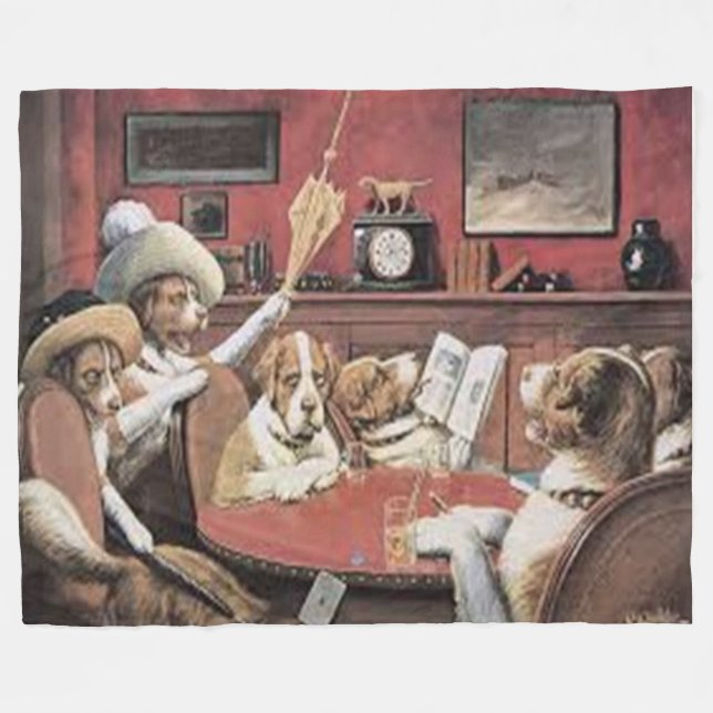 DOG POKER Fleece Blankets (Front (Horizontal))