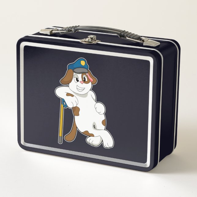 Dog Police officer Police hat Metal Lunch Box (Front)