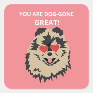 Dog Pomeranian Valentine Heart Square Sticker