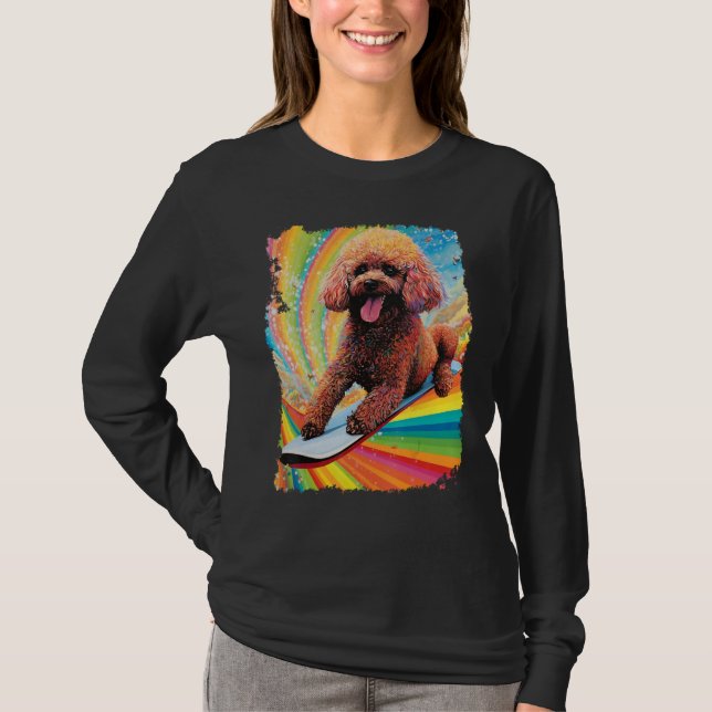 Dog Poodle Paddle Board T-Shirt (Front)