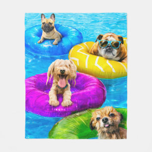 Dog Pool Party Fleece Blanket