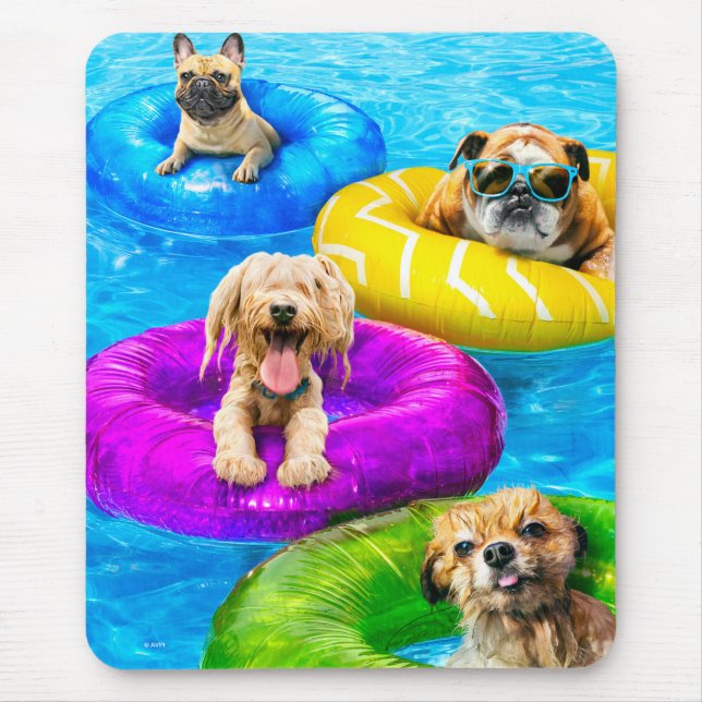 Dog Pool Party Mouse Pad (Front)