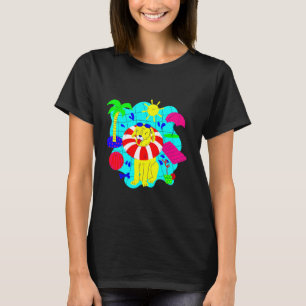 dog pool party palm tree summer cute swimming funn T-Shirt
