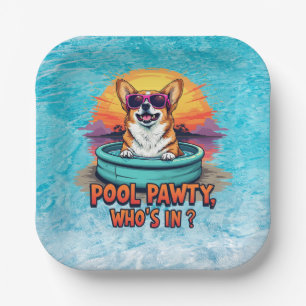 Dog Pool party Paper Plate