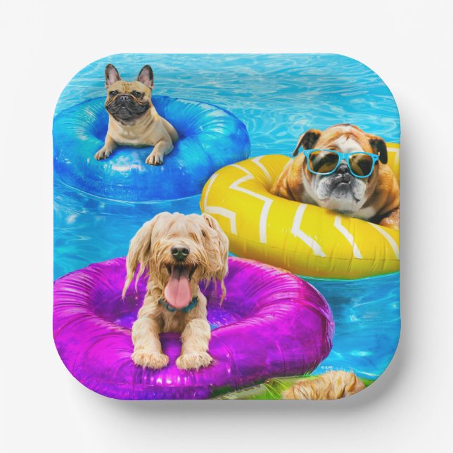 Dog Pool Party Paper Plate (Front)