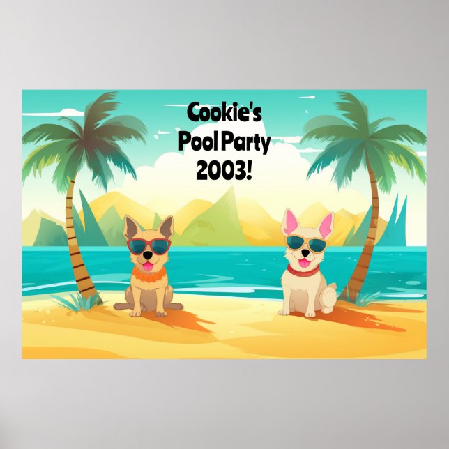 Dog Pool Party Photobooth Backdrop | Customisable  Poster (Front)