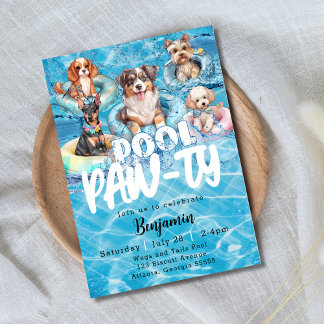 Dog Pool Pawty Party Invitation