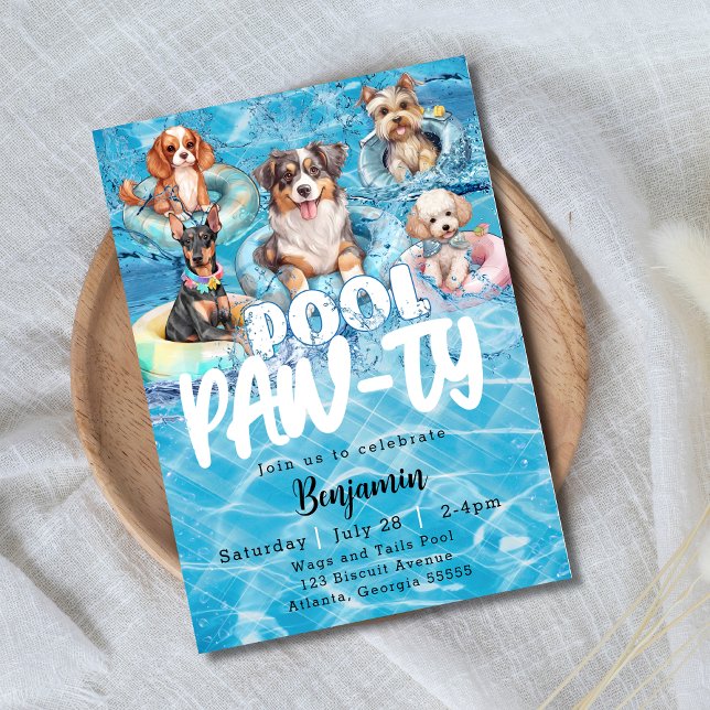 Dog Pool Pawty Party Invitation (Creator Uploaded)