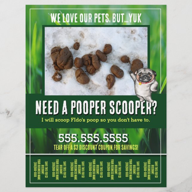 Dog Poop Scooper. Yard Clean-up. Custom tear sheet (Front)
