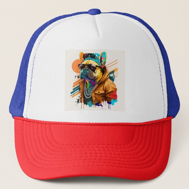 Dog pop art trucker hat (Front)